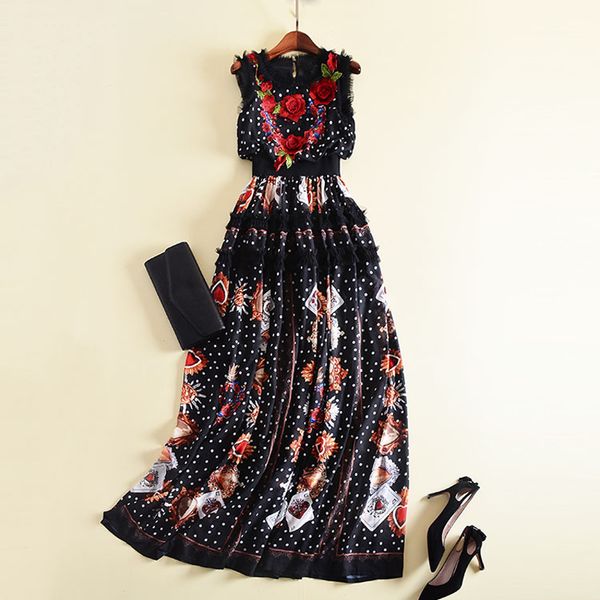 new fashion 2019 designer runway maxi dress women's sleeveless flowers embroidery retro dot printed patchwork ruffles long dress, Black;gray
new fashion 2019 designer runway maxi dress women's sleeveless flowers embroidery retro dot printed patchwork ruffles long dress, Black;gray