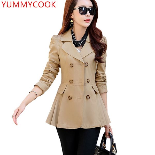 yummycook spring simple double-breasted lapel solid color coat female medium long slim slimming large size windbreaker coat a642, Black
yummycook spring simple double-breasted lapel solid color coat female medium long slim slimming large size windbreaker coat a642, Black