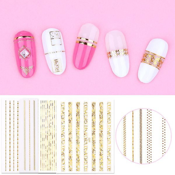 3d nail stickers gold silver colorful stripe shape mixed patterns self-adhesive transfer decals for nail art beauty decorations, Black
3d nail stickers gold silver colorful stripe shape mixed patterns self-adhesive transfer decals for nail art beauty decorations, Black