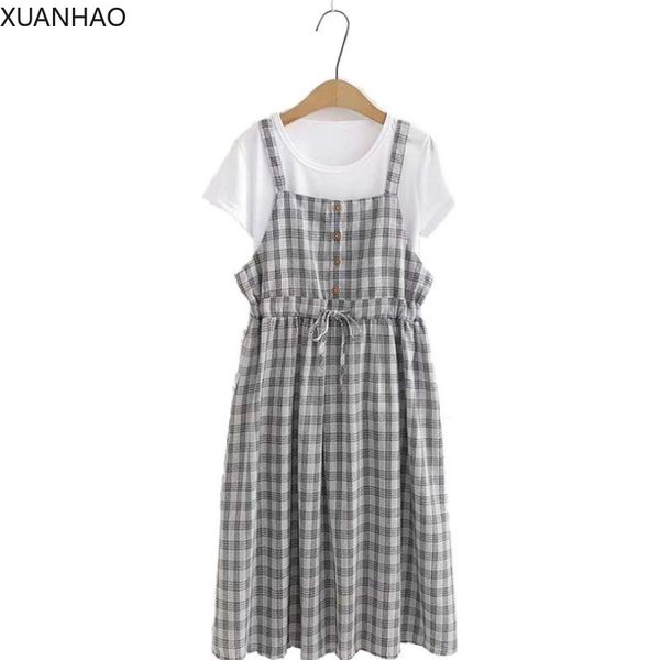 xuanhao women sets plaid strap dress suit and white short sleeve cotton t shirts set preppy style female chic 2 pieces outfits
xuanhao women sets plaid strap dress suit and white short sleeve cotton t shirts set preppy style female chic 2 pieces outfits