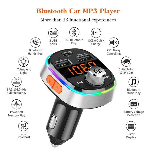 quick charger 3.0 tf car mp3 player for iphone huawei samsung dual usb type-c wireless bluetooth 5.0 car charger fm transmitter
quick charger 3.0 tf car mp3 player for iphone huawei samsung dual usb type-c wireless bluetooth 5.0 car charger fm transmitter