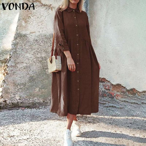 women maxi dress 2020 vonda casual long sleeve cotton long dresses lapel button shirt dress vestidos bohemian maternity robe
women maxi dress 2020 vonda casual long sleeve cotton long dresses lapel button shirt dress vestidos bohemian maternity robe