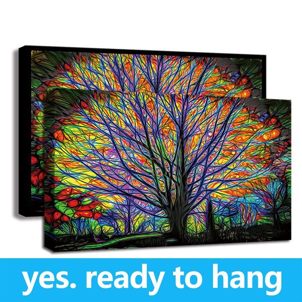 framed colorful tree art print canvas wall art print painting poster for living room decor - ready to hang - frame
framed colorful tree art print canvas wall art print painting poster for living room decor - ready to hang - frame