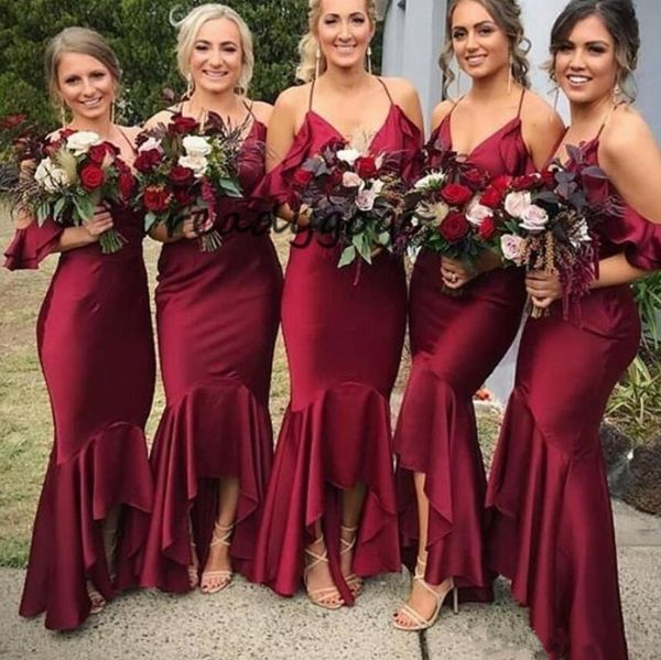 2019 dark red bridesmaid dresses high low spaghetti straps v-neck tea length mermaid wedding party gowns fashion boho maid of hono320u, White;pink
2019 dark red bridesmaid dresses high low spaghetti straps v-neck tea length mermaid wedding party gowns fashion boho maid of hono320u, White;pink