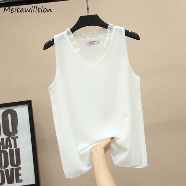 summer chiffon blouse shirt for women 2019 casual sleeveless v-nech ruffle blouse loose female summer white shirt
summer chiffon blouse shirt for women 2019 casual sleeveless v-nech ruffle blouse loose female summer white shirt
