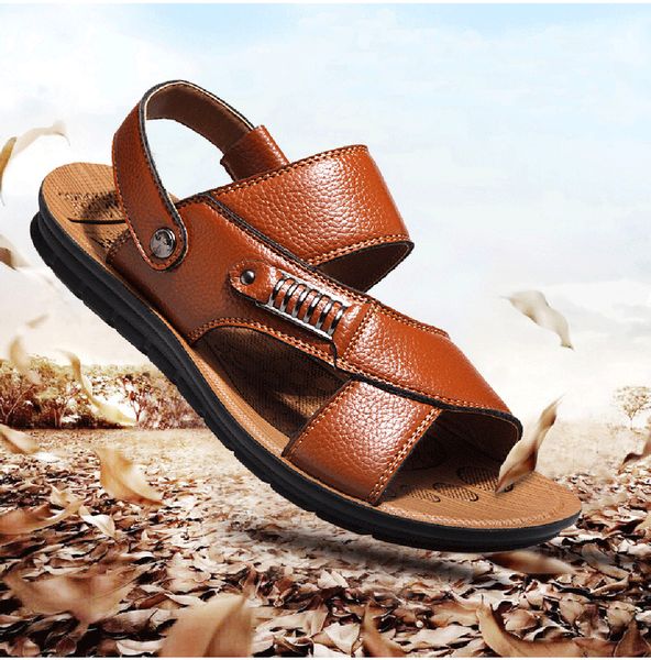 men sandals natural leather soft sole casual shoes comfortable outdoor beach sandals shoes summer men's slipper plus size feb26, Black
men sandals natural leather soft sole casual shoes comfortable outdoor beach sandals shoes summer men's slipper plus size feb26, Black