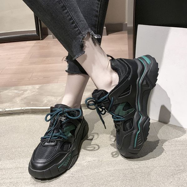 spring 2020 women chunky sneakers shoes korean fashion new female black white platform thick sole running shoe woman e16-55
spring 2020 women chunky sneakers shoes korean fashion new female black white platform thick sole running shoe woman e16-55