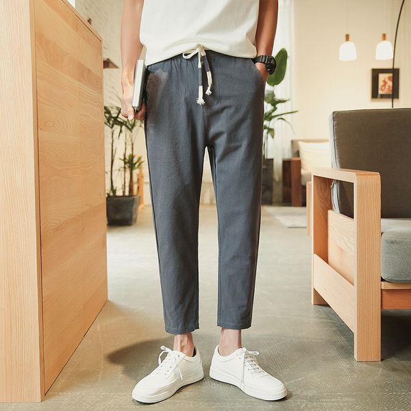 men's pants men 2021 leisure trend straight cotton linen casual nine-point loose beam feet sports clothing, Black
men's pants men 2021 leisure trend straight cotton linen casual nine-point loose beam feet sports clothing, Black