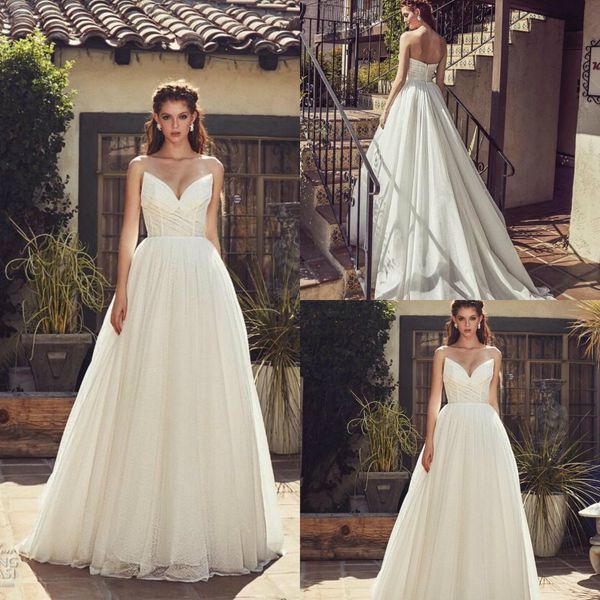 2019 calla blanche beach wedding dresses sweep train sweetheart lace a line bohemian wedding dress custom made glitter bridal gowns, White
2019 calla blanche beach wedding dresses sweep train sweetheart lace a line bohemian wedding dress custom made glitter bridal gowns, White