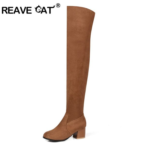 reave cat 2017 over the knee boots square med heel women boots ladies zipper stretch fabric fashion black brown a082
reave cat 2017 over the knee boots square med heel women boots ladies zipper stretch fabric fashion black brown a082