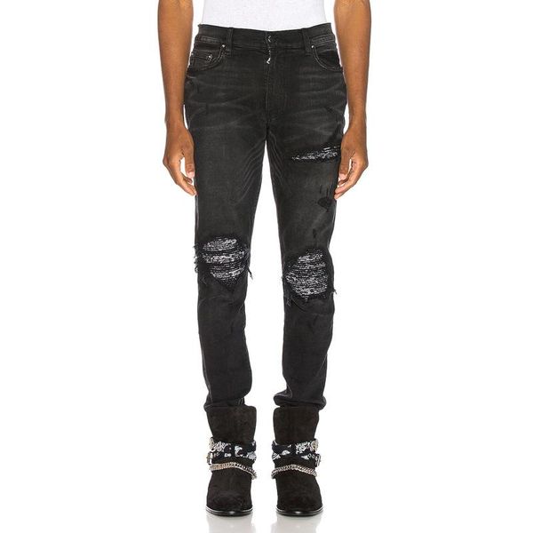 2020 fashion new high street fashion men's jeans amiri black hole patch punk style slim feet pants size 28-40, Blue 
2020 fashion new high street fashion men's jeans amiri black hole patch punk style slim feet pants size 28-40, Blue