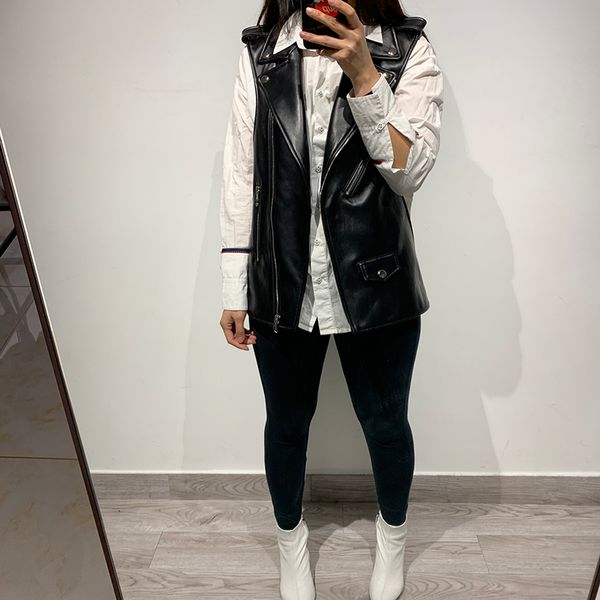 ladies genunie leather vest women real sheep leather vest, Black
ladies genunie leather vest women real sheep leather vest, Black