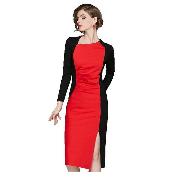 spring 2020 women's new high-end retro improved cheongsam color contrast celebrity hip skirt long sleeve dress, Black;gray
spring 2020 women's new high-end retro improved cheongsam color contrast celebrity hip skirt long sleeve dress, Black;gray