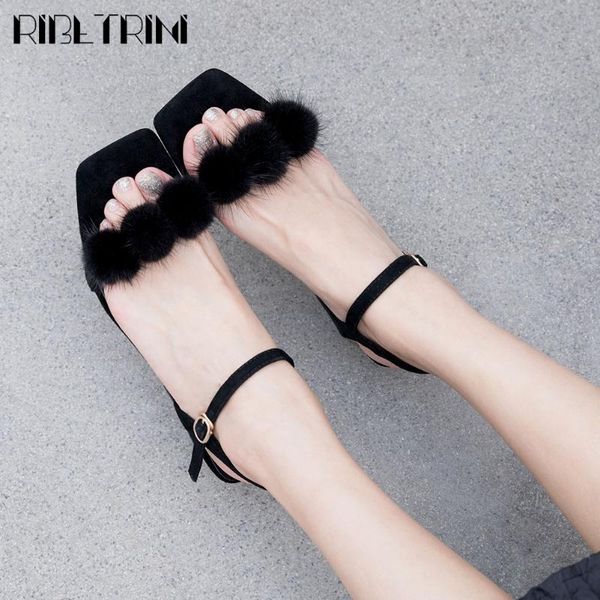 ribetrini fur ball open toe buckle strap high heels solid shoes fashion laides women sandals casual summer sandals, Black
ribetrini fur ball open toe buckle strap high heels solid shoes fashion laides women sandals casual summer sandals, Black