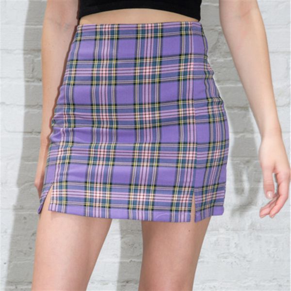 2020 summer women's new european and american style bm purple plaid skirt (with safety shorts, Black
2020 summer women's new european and american style bm purple plaid skirt (with safety shorts, Black