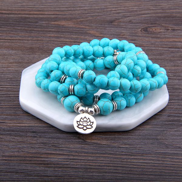 high quatity natural turquoises stone charm om bracelet women men 108 mala yoga lotus jewelry necklace pulseras dropshipping, Black
high quatity natural turquoises stone charm om bracelet women men 108 mala yoga lotus jewelry necklace pulseras dropshipping, Black