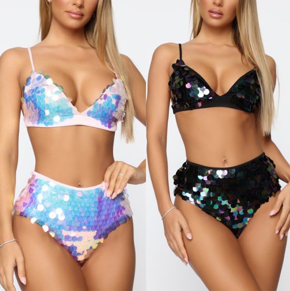 women sequin bikini sets high waist swimwear solid swimsuit female bathing suit summer beach wear biquini, White;black
women sequin bikini sets high waist swimwear solid swimsuit female bathing suit summer beach wear biquini, White;black