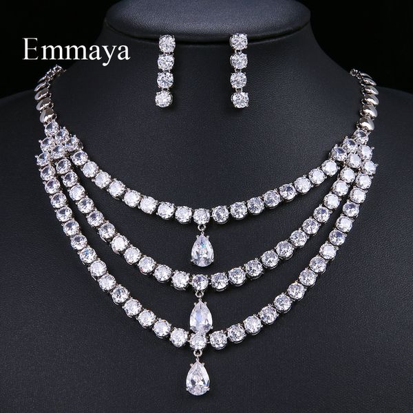 emmaya women teardrop luxury white zircon necklace pendant set banquet earrings gift accessory gift, Silver
emmaya women teardrop luxury white zircon necklace pendant set banquet earrings gift accessory gift, Silver