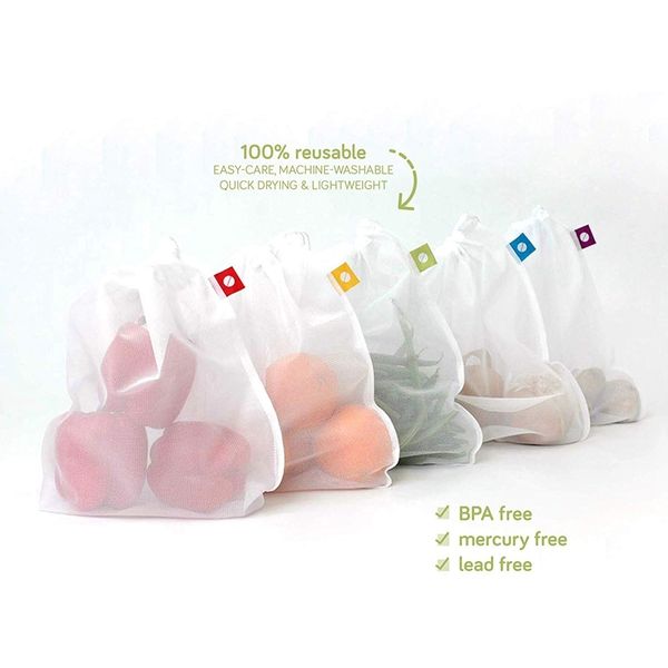 reusable produce bags-washable mesh bags for fruits and vegetables, tough and tear proof, eco-friendly, set of 5 kitchen storage organizat
reusable produce bags-washable mesh bags for fruits and vegetables, tough and tear proof, eco-friendly, set of 5 kitchen storage organizat