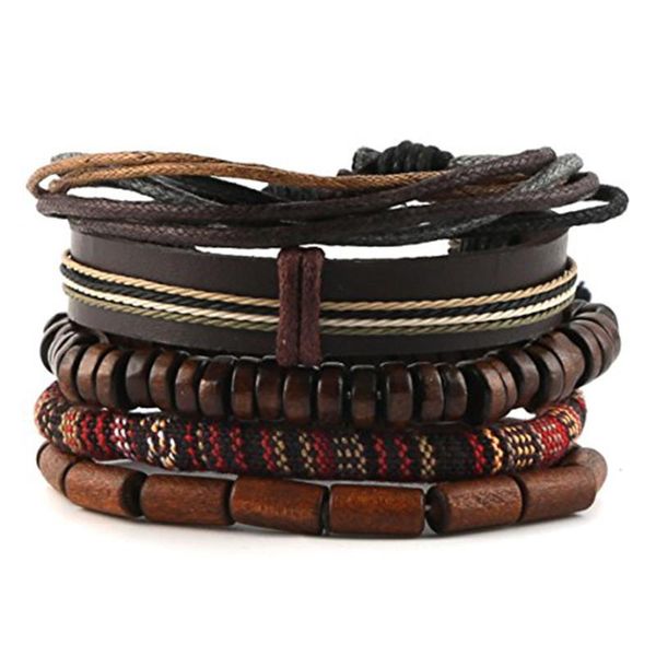 bangle hzman mix 5 wrap bracelets men women, cords wood beads ethnic tribal bracelets, leather wristbands, Black
bangle hzman mix 5 wrap bracelets men women, cords wood beads ethnic tribal bracelets, leather wristbands, Black