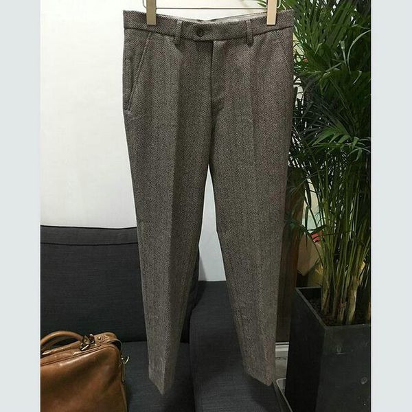men retro pants wool trousers men business grey herringbone slim fit dress pants tweed woolen clothing england style, White;black
men retro pants wool trousers men business grey herringbone slim fit dress pants tweed woolen clothing england style, White;black