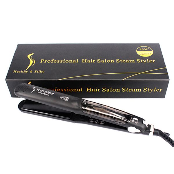 professional hair salon steam function flat iron tourmaline ceramic vapor professional hair straightener with argan oil infusion, Black
professional hair salon steam function flat iron tourmaline ceramic vapor professional hair straightener with argan oil infusion, Black