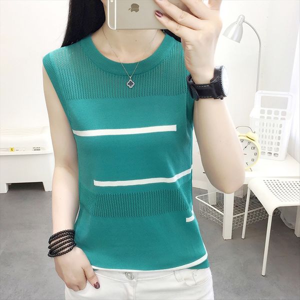 ice silk knitted shirt female 2020 summer wear armless loose vest vest slim ice silk camisole female thin, White
ice silk knitted shirt female 2020 summer wear armless loose vest vest slim ice silk camisole female thin, White