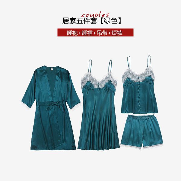 women's sleepwear 4 pieces women robe gown sets satin summer silk bathrobe nightwear short pyjama sleep lounge pajamas robes, Black;red
women's sleepwear 4 pieces women robe gown sets satin summer silk bathrobe nightwear short pyjama sleep lounge pajamas robes, Black;red