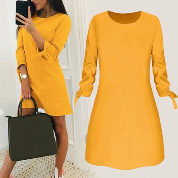 casual dresses women fashion o-neck solid bow elegant dress spring loose mini 3/4 sleeve comfortable plus size 3xl, Black;gray
casual dresses women fashion o-neck solid bow elegant dress spring loose mini 3/4 sleeve comfortable plus size 3xl, Black;gray