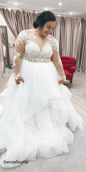 elegant plus size wedding dresses ruffles tulle a line scoop neck lace applique tulle wedding dress bridal gowns custom made, White
elegant plus size wedding dresses ruffles tulle a line scoop neck lace applique tulle wedding dress bridal gowns custom made, White