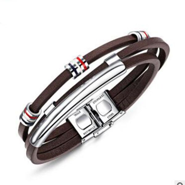 brown leather bracelet for men stainless steel bracelets cowhide bracelet vintage male accessories, White
brown leather bracelet for men stainless steel bracelets cowhide bracelet vintage male accessories, White