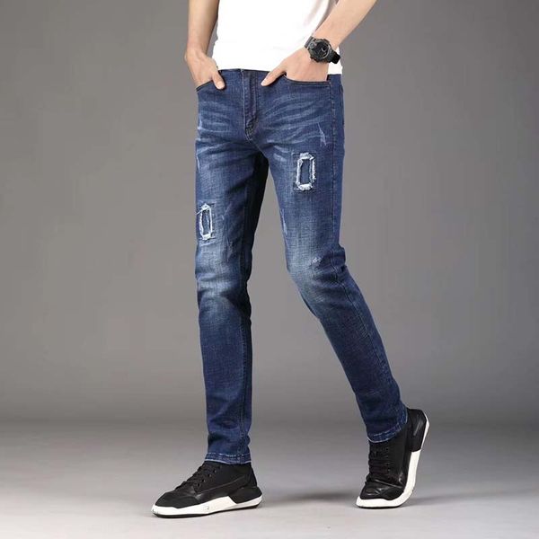 spring new men's korean version of the self-cultivation stretch feet jeans youth fashion patch denim trousers 7605, Blue
spring new men's korean version of the self-cultivation stretch feet jeans youth fashion patch denim trousers 7605, Blue