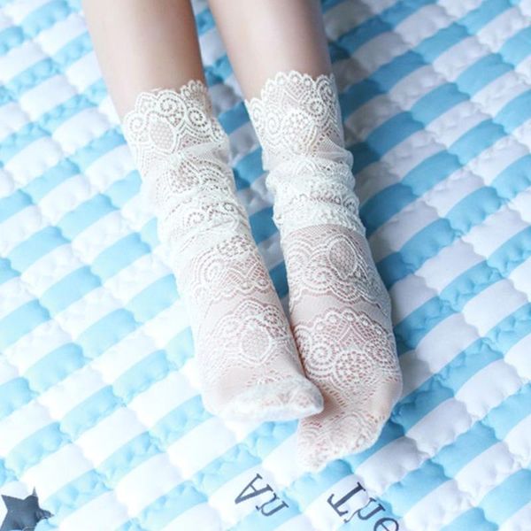 women summer mesh soft socks retro fashion floral middle tube lace elastic, Black;white
women summer mesh soft socks retro fashion floral middle tube lace elastic, Black;white