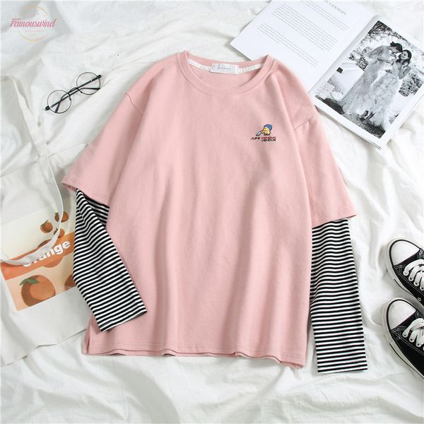 autumn long sleeve casual loose stripe patchwork tshirt funny fake two pieces t shirt korean women t shirts black, White
autumn long sleeve casual loose stripe patchwork tshirt funny fake two pieces t shirt korean women t shirts black, White