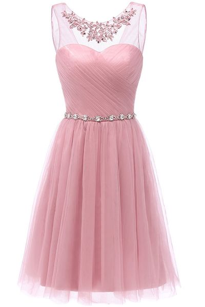 scoop neck tulle short bridesmaid dresses with crystal appliques 2020 knee length party dress sukienka wesele, White;pink
scoop neck tulle short bridesmaid dresses with crystal appliques 2020 knee length party dress sukienka wesele, White;pink