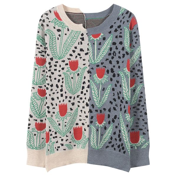 women's sweaters women sweater loose flower jacquard knitted pullovers contrast color long sleeve jumper oversized knitwear autumn wint, White;black
women's sweaters women sweater loose flower jacquard knitted pullovers contrast color long sleeve jumper oversized knitwear autumn wint, White;black