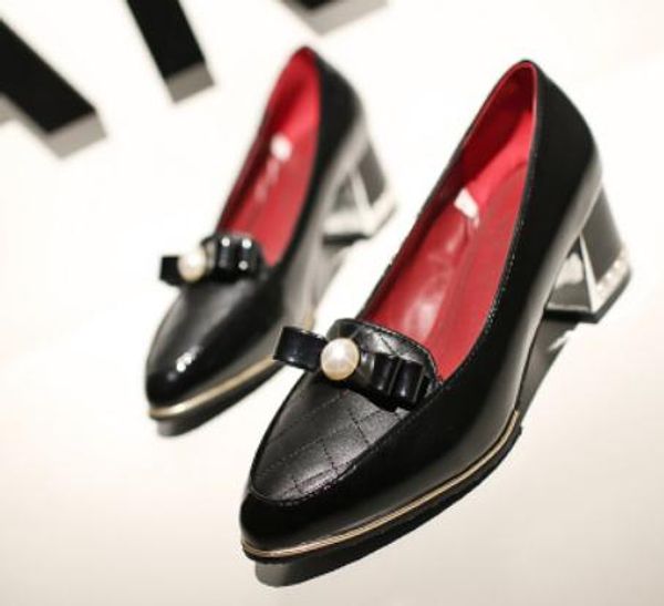 2019 women's shoes in spring and autumn with new style high heel coarse heel pointed end bowknot@170, Black
2019 women's shoes in spring and autumn with new style high heel coarse heel pointed end bowknot@170, Black