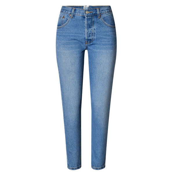 mom jeans ladies high-rise slim-fit washed denim trousers with worn back zipper pockets, Blue
mom jeans ladies high-rise slim-fit washed denim trousers with worn back zipper pockets, Blue