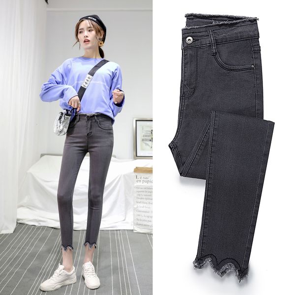 new raw hem design elastic skinny jeans women cotton pencil pants ankle-length pants woman sweet student 2019, Blue
new raw hem design elastic skinny jeans women cotton pencil pants ankle-length pants woman sweet student 2019, Blue