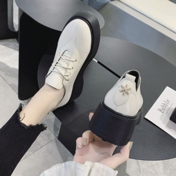 small leather shoes women's single shoes thick bottom middle heel soft leather spring women's 2020 new lace-up muffins, Black
small leather shoes women's single shoes thick bottom middle heel soft leather spring women's 2020 new lace-up muffins, Black