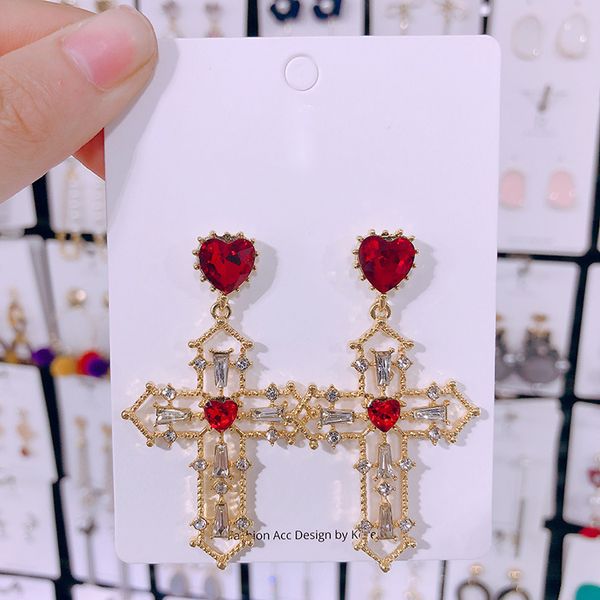 ears high korean fashion women barque style rhinestone cross drop earrings vintage hollow crystal girl jewelry brincos gifts, Silver
ears high korean fashion women barque style rhinestone cross drop earrings vintage hollow crystal girl jewelry brincos gifts, Silver