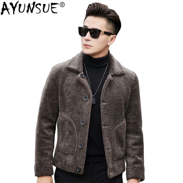 ayunsue winter jacket real natural fur coat men sheep shearing 100% wool coat short leather jackets two side wear yc1993 kj820, Black
ayunsue winter jacket real natural fur coat men sheep shearing 100% wool coat short leather jackets two side wear yc1993 kj820, Black