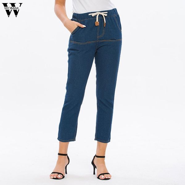 womail 2019 drawstring denim pants fashion elastic waist trousers straight casual denim pants dark blue plus size pantalon femme
womail 2019 drawstring denim pants fashion elastic waist trousers straight casual denim pants dark blue plus size pantalon femme