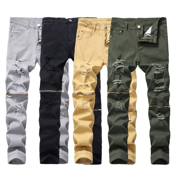 men's new fashion elastic personality stretch ripped personality denim trousersstranger things hoodies tactical pants, Black
men's new fashion elastic personality stretch ripped personality denim trousersstranger things hoodies tactical pants, Black