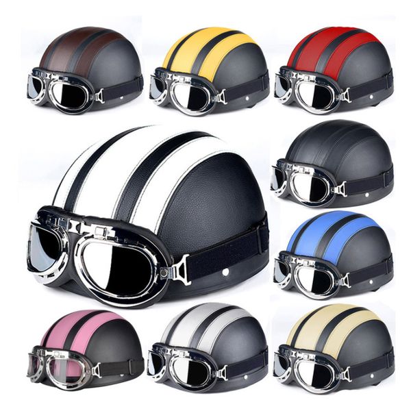 motorcycle helmet synthetic leathe half casque moto motocross helmets with visor goggles adjustable capacete
motorcycle helmet synthetic leathe half casque moto motocross helmets with visor goggles adjustable capacete