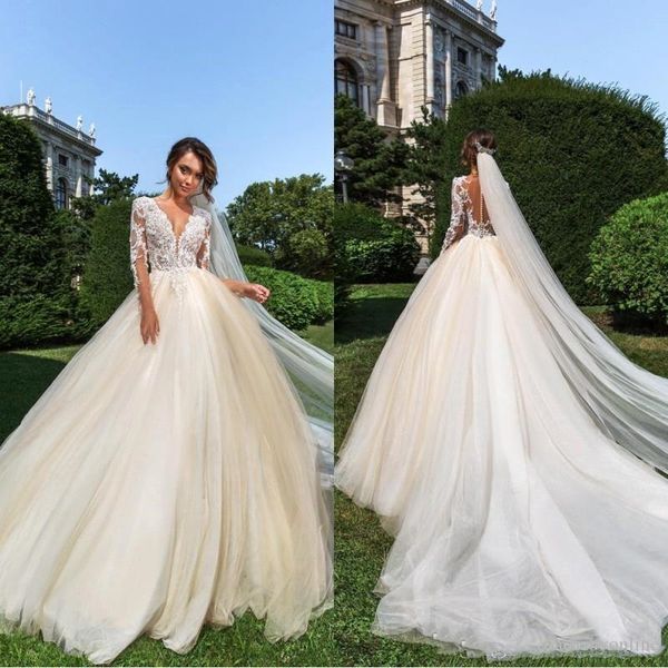 2019 long sleeve boho wedding dress western garden a line sheer applique tulle ruched long bridal gowns bohemian plus size, White
2019 long sleeve boho wedding dress western garden a line sheer applique tulle ruched long bridal gowns bohemian plus size, White