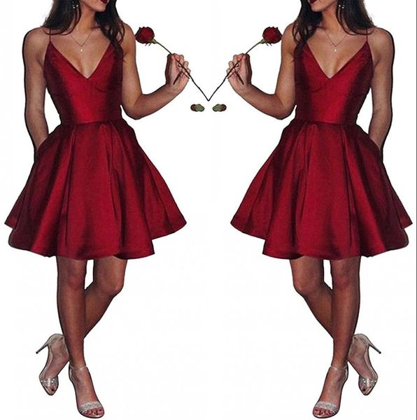 v neck satin short homecoming dresses spaghetti straps a line knee length formal party gowns short prom dresses bm0448, Blue;pink
v neck satin short homecoming dresses spaghetti straps a line knee length formal party gowns short prom dresses bm0448, Blue;pink