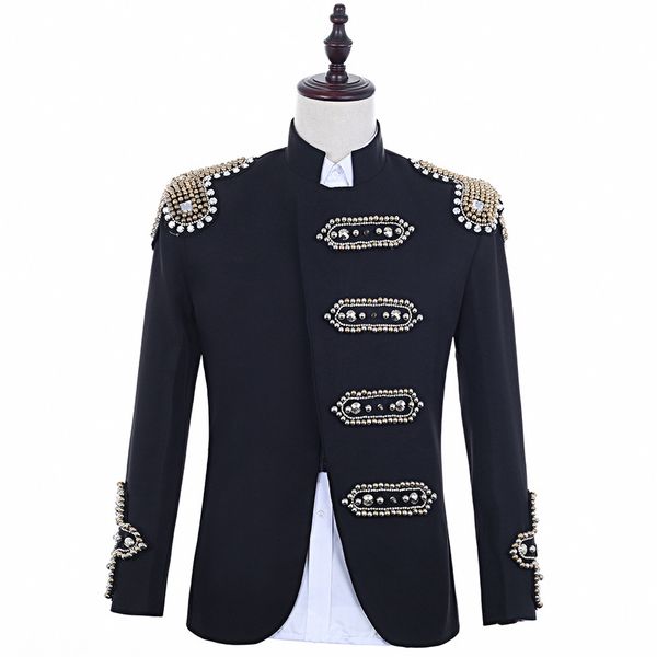 fashion evening party men suit jacket crystal shoulder badge formal men tuxedo court celebration dress blazers singer stage wear, White;black
fashion evening party men suit jacket crystal shoulder badge formal men tuxedo court celebration dress blazers singer stage wear, White;black