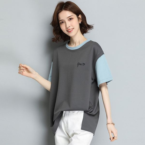 fake two-piece pure women's loose casual summer lazy cotton t-shirt jacket cotton t-shirt wind stitching contrast color large size shor, White
fake two-piece pure women's loose casual summer lazy cotton t-shirt jacket cotton t-shirt wind stitching contrast color large size shor, White