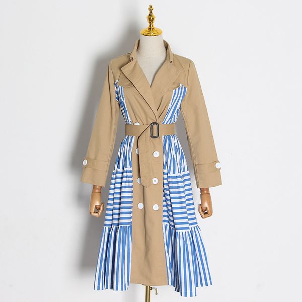 striped patchwork windbreaker for women long sleeve lace up trench coat female new 2020 tide, Tan;black
striped patchwork windbreaker for women long sleeve lace up trench coat female new 2020 tide, Tan;black